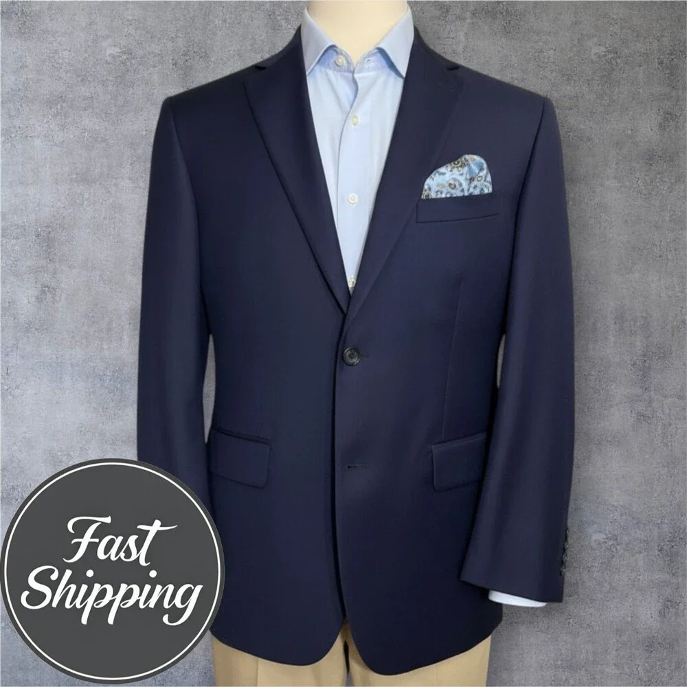 JOSEPH ABBOUD Men’s 42R Navy Blazer Sport Coat 2 Button Jacket 100% Wool Suits